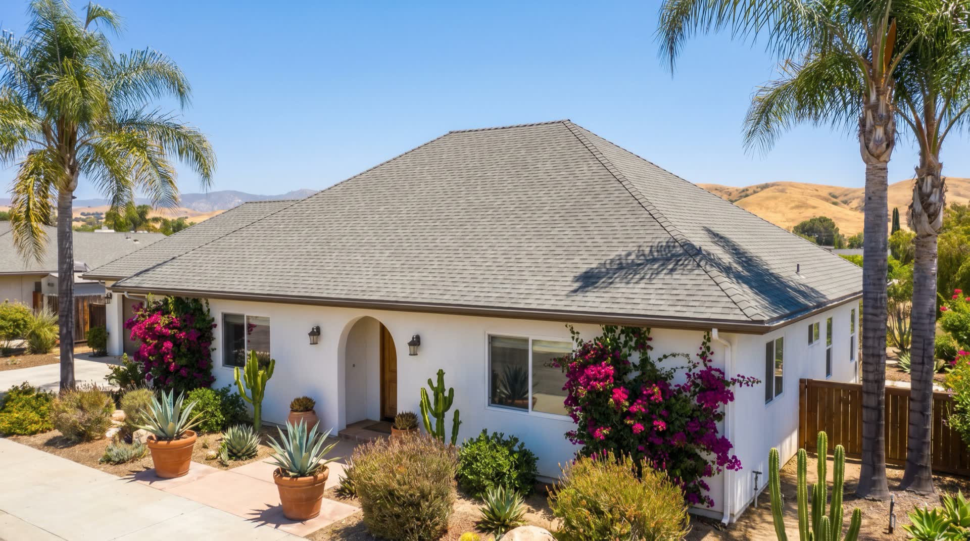 Home with asphalt shingle roof