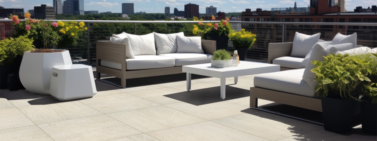 Porcelain pavers on a patio
