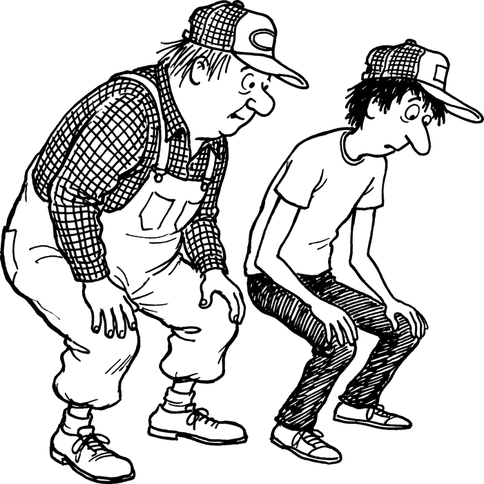 Rufus and Leakin kneeling down to look at the AI render